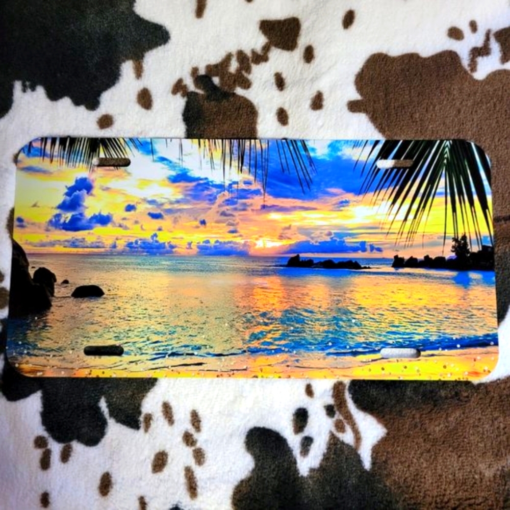 Beach Car Tag Handmade Vehicle License Plate
